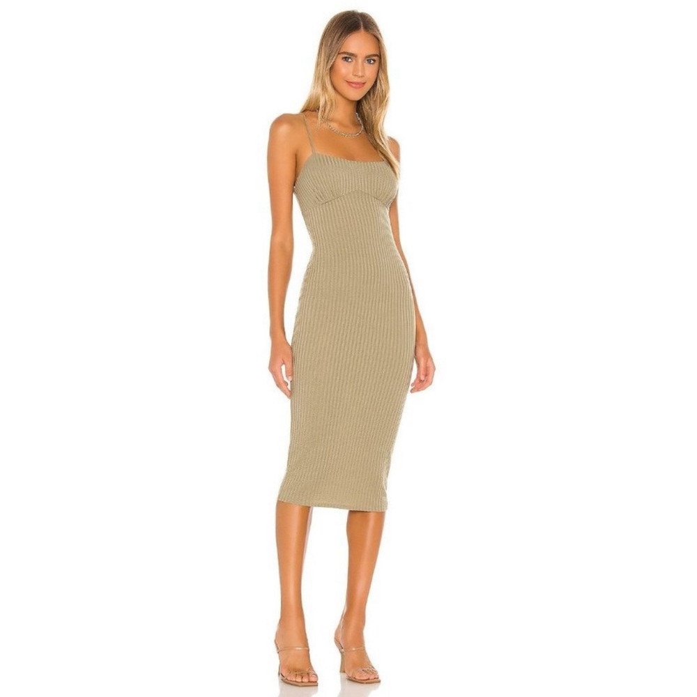 Camila Coelho Claudia Midi Dress in Sage Green | Never Worn